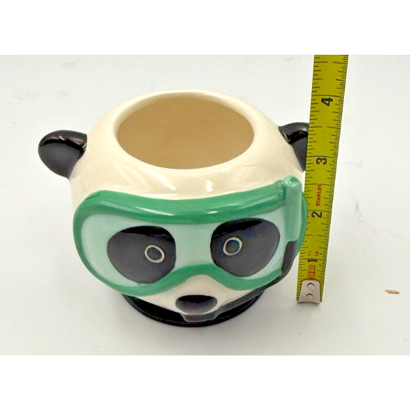 Scuba Panda Ceramic Planter – Cute Animal Pot, 4" Tall – Indoor Succulent Holder - Picture 2 of 3